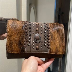 Montana West Brown Clutch with Studded Design
